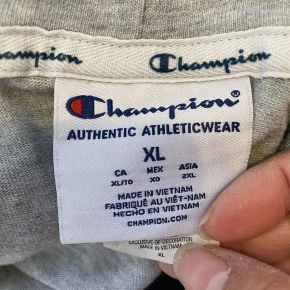 Champion Sweatshirt Hoodie Authentic Athleticwear Unisex XL Gray Pocket Pullover - Picture 4 of 9